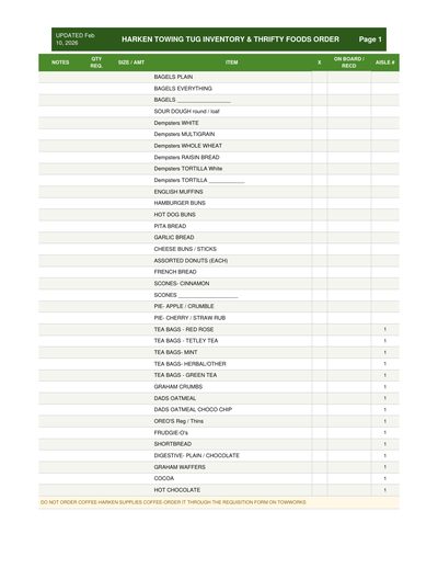 Grub sheet — page 1