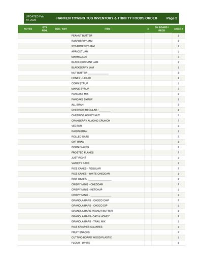 Grub sheet — page 2